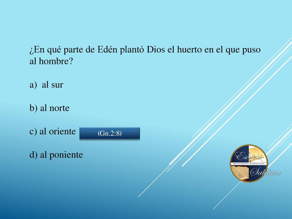 ¿En qué parte de Edén plantó Dios el huerto en el que puso al hombre