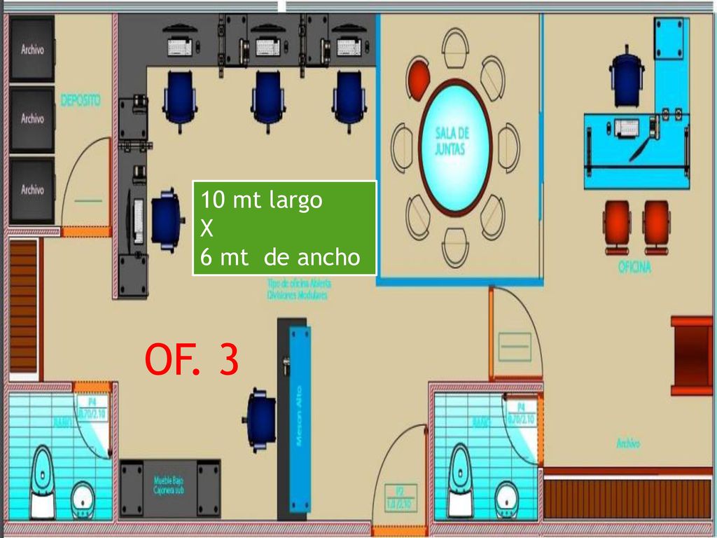 10 mt largo X 6 mt de ancho OF. 3