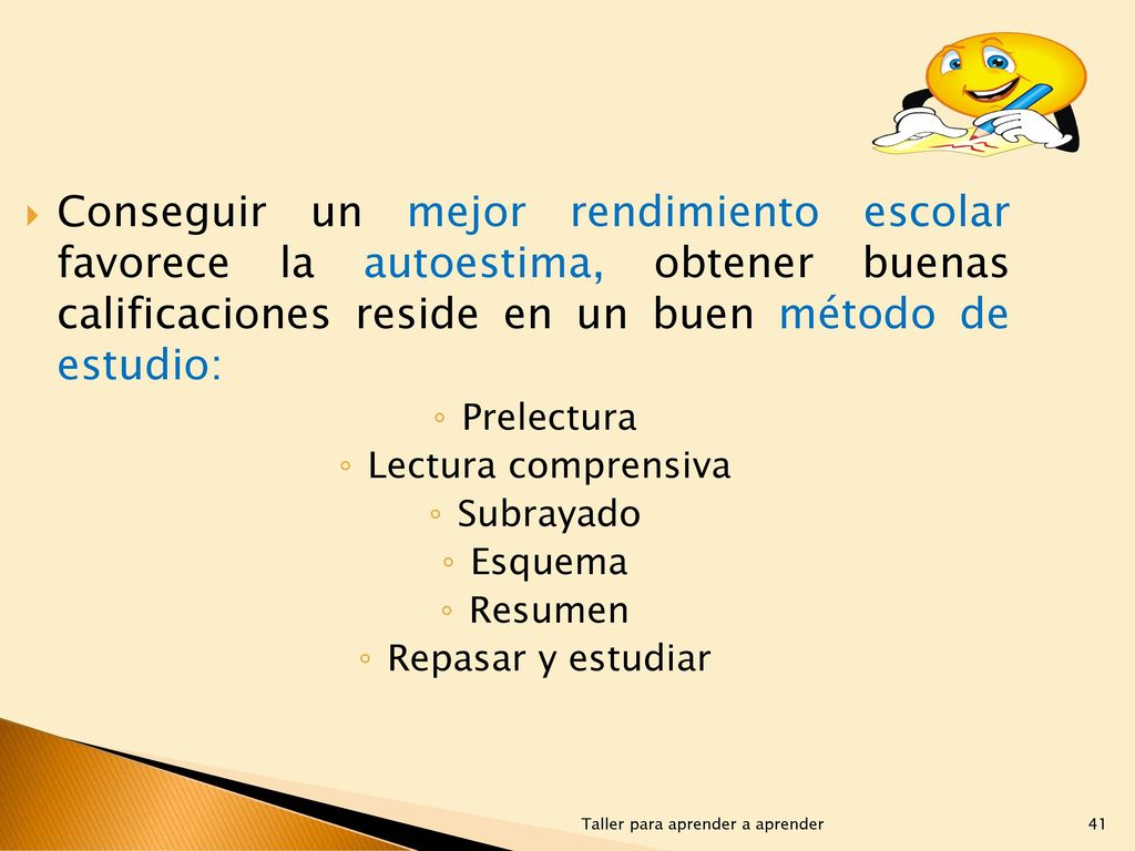 Conseguir un mejor rendimiento escolar favorece la autoestima, obtener buenas calificaciones reside en un buen método de estudio: