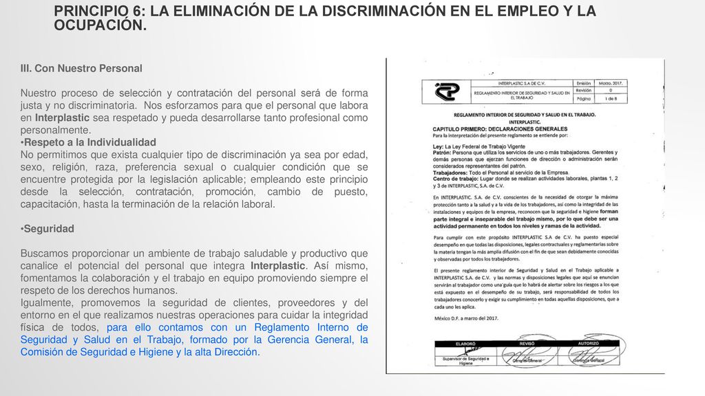Principio 6: La eliminación de la discriminación en el empleo y la ocupación.