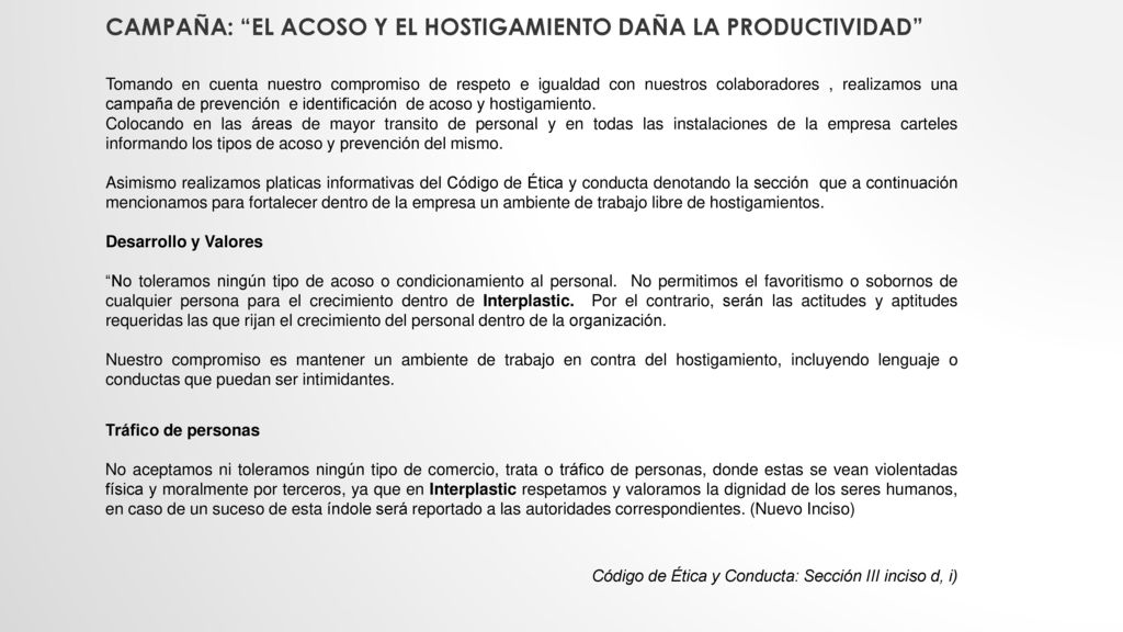CAMPAÑA: El Acoso y el hostigamiento daña la productividad