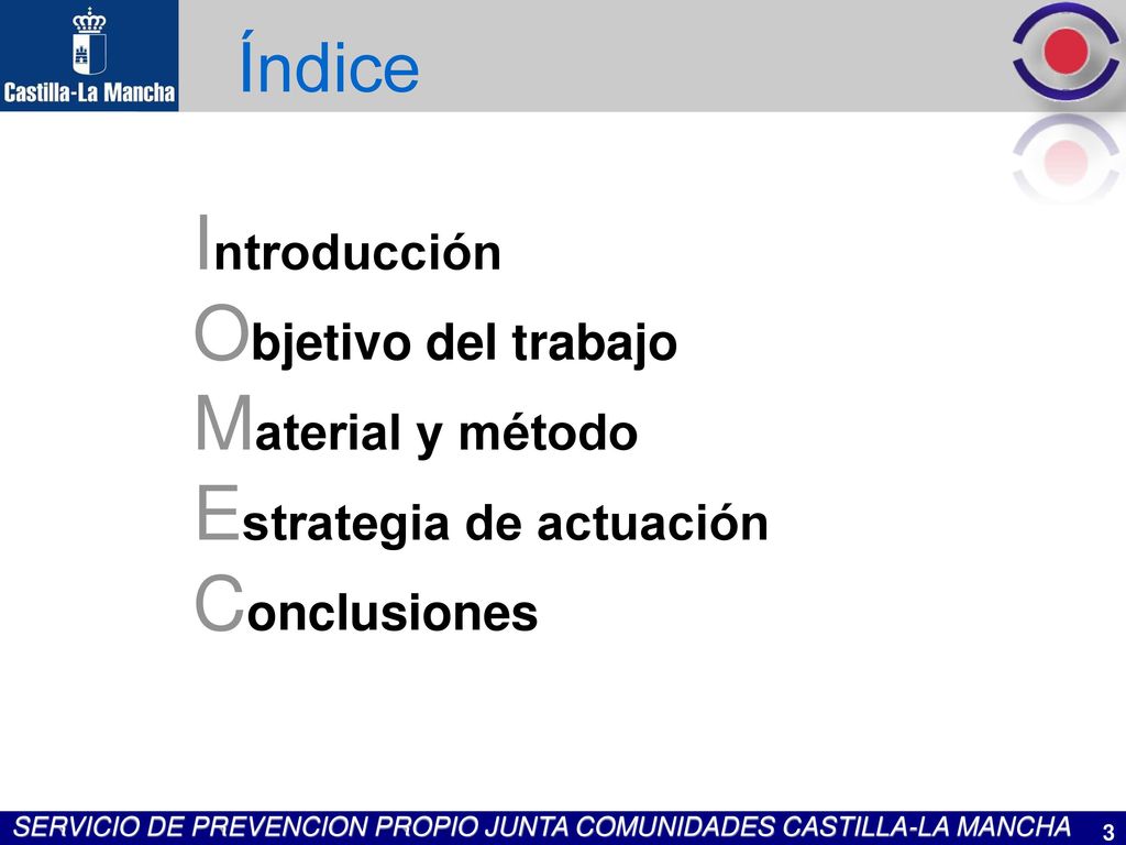 Índice Introducción Objetivo del trabajo Material y método Estrategia de actuación Conclusiones