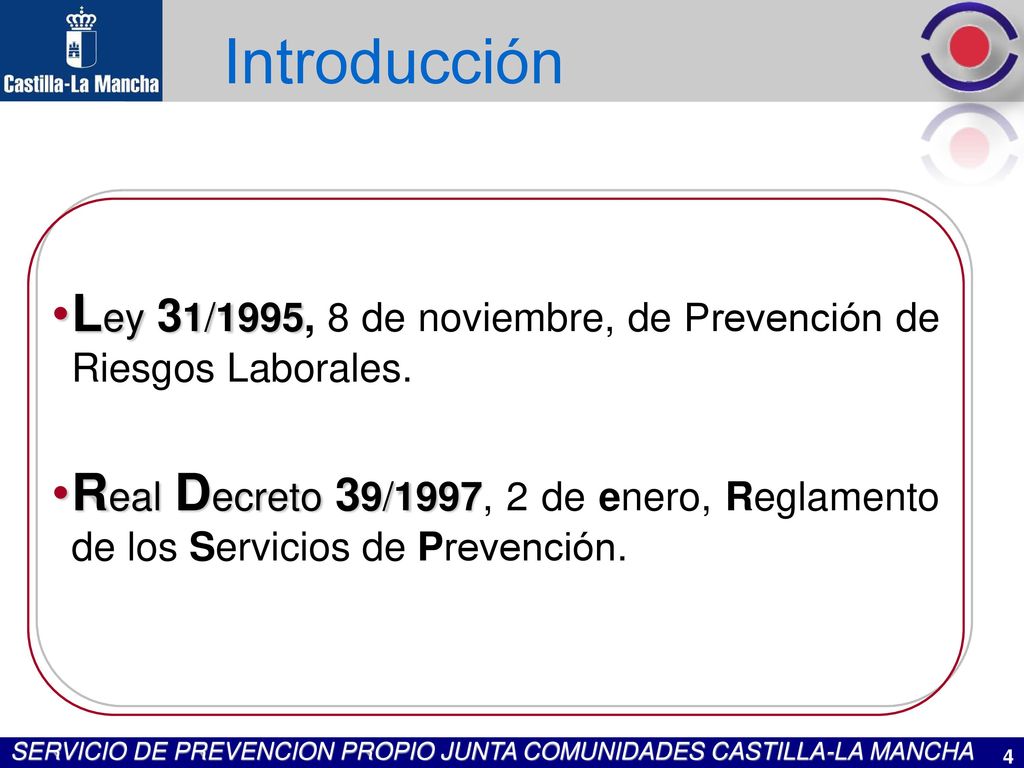 Introducción Ley 31/1995, 8 de noviembre, de Prevención de Riesgos Laborales.
