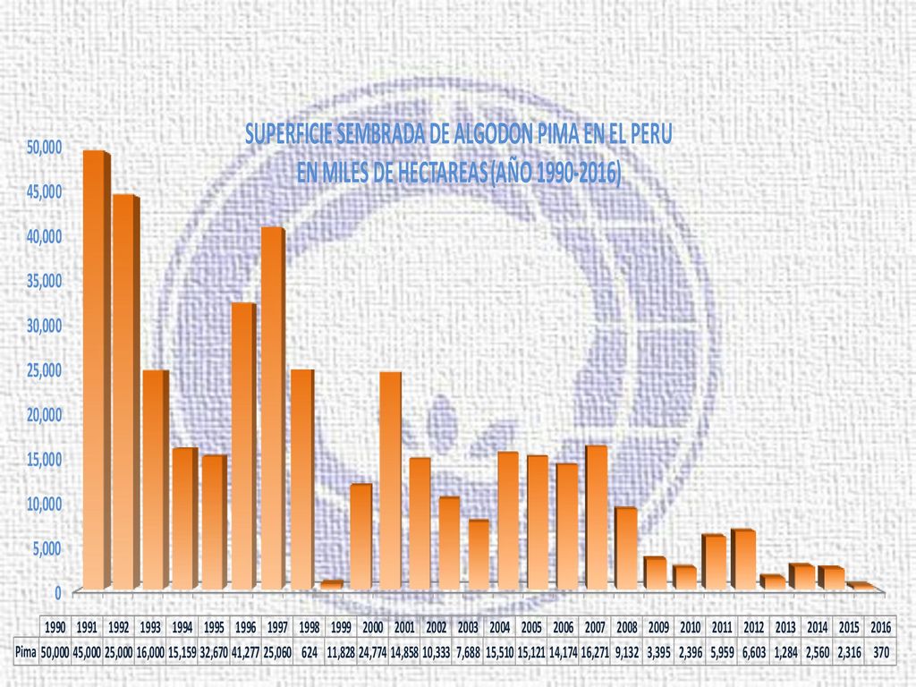 En el gráfico del algodón Pima se observa la variabilidad en las siembras.