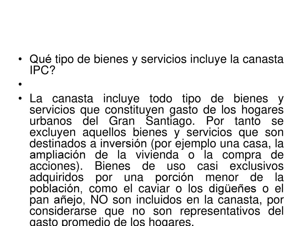 Qué tipo de bienes y servicios incluye la canasta IPC