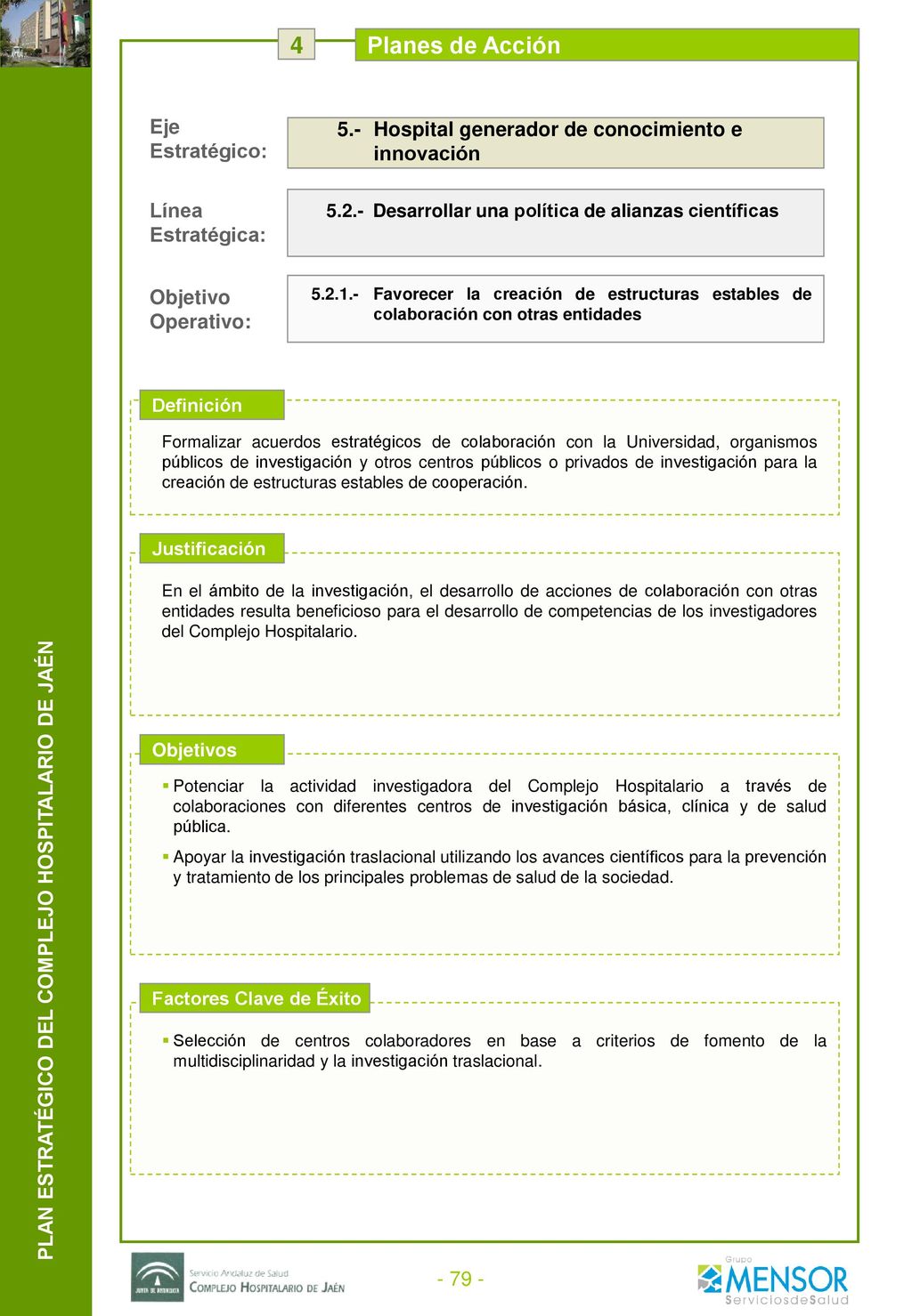 4 Planes de Acción Agentes Implicados Medidas Responsable Indicadores