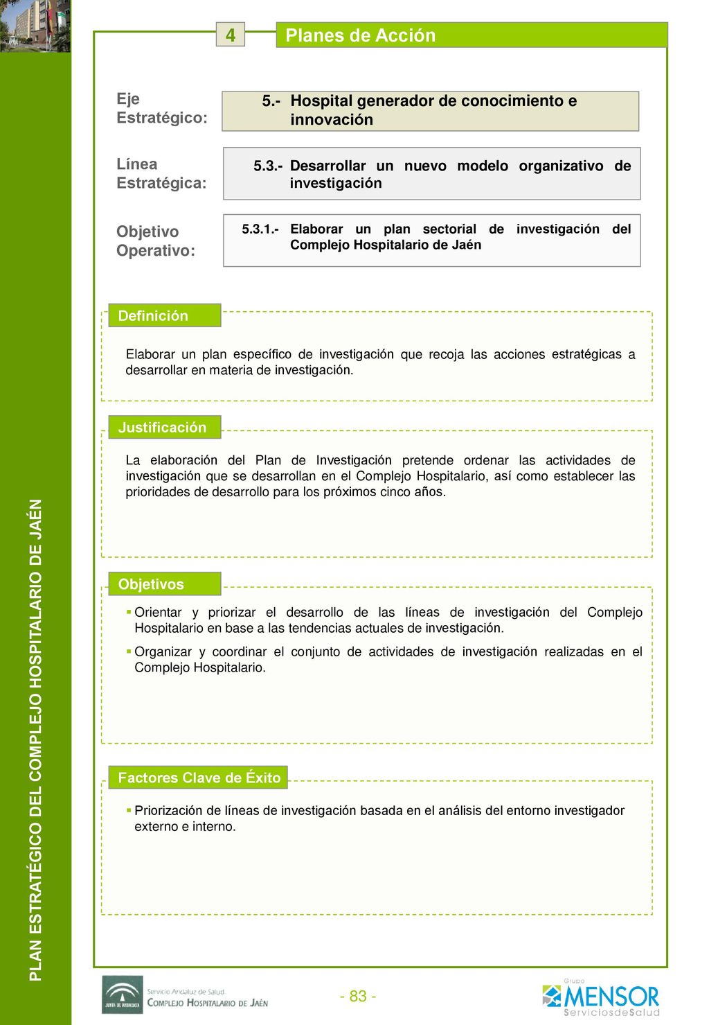 4 Planes de Acción Agentes Implicados Medidas Responsable Indicadores