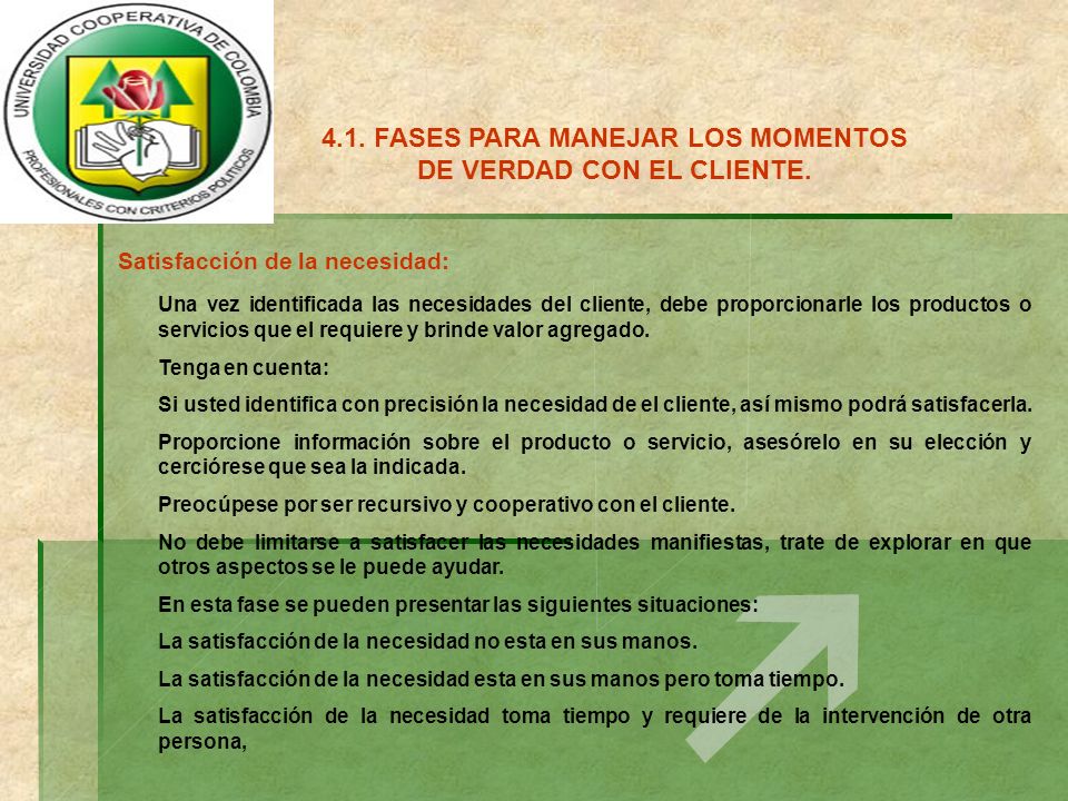 4.1. FASES PARA MANEJAR LOS MOMENTOS DE VERDAD CON EL CLIENTE.