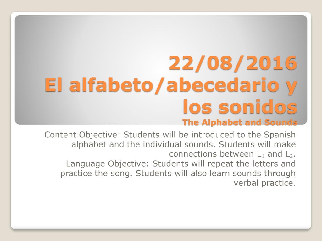 22/08/2016 El alfabeto/abecedario y los sonidos The Alphabet and Sounds