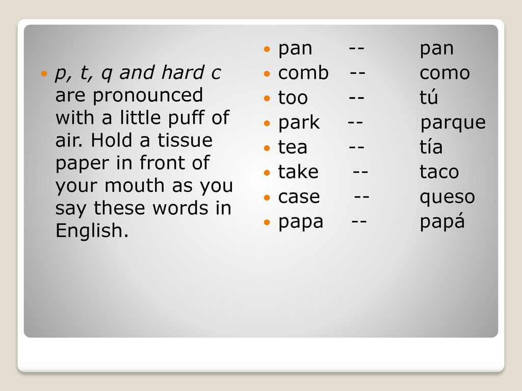 p, t, q and hard c are pronounced with a little puff of air