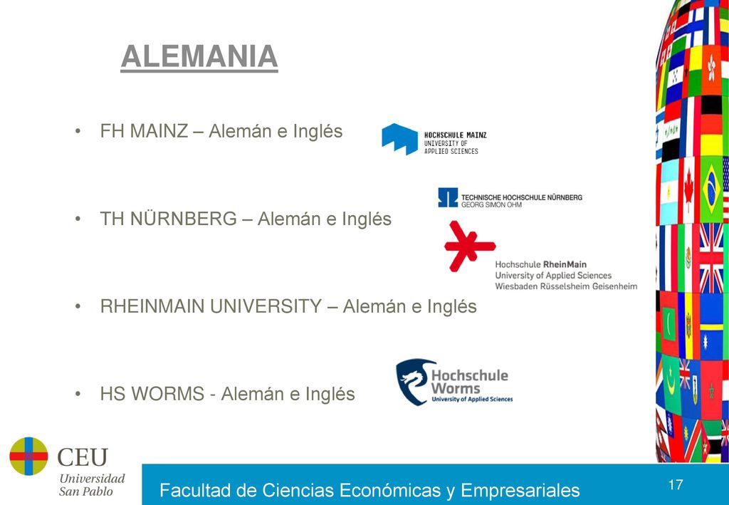 ALEMANIA FH MAINZ – Alemán e Inglés TH NÜRNBERG – Alemán e Inglés