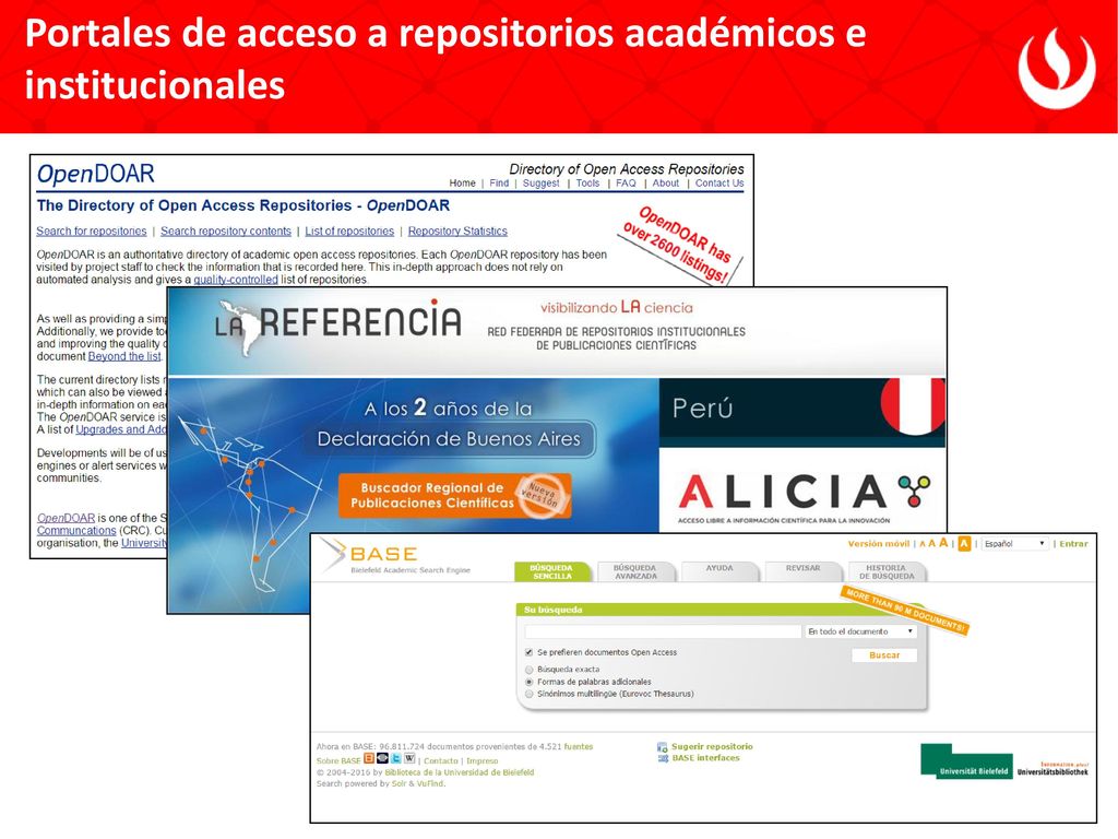 Portales de acceso a repositorios académicos e institucionales