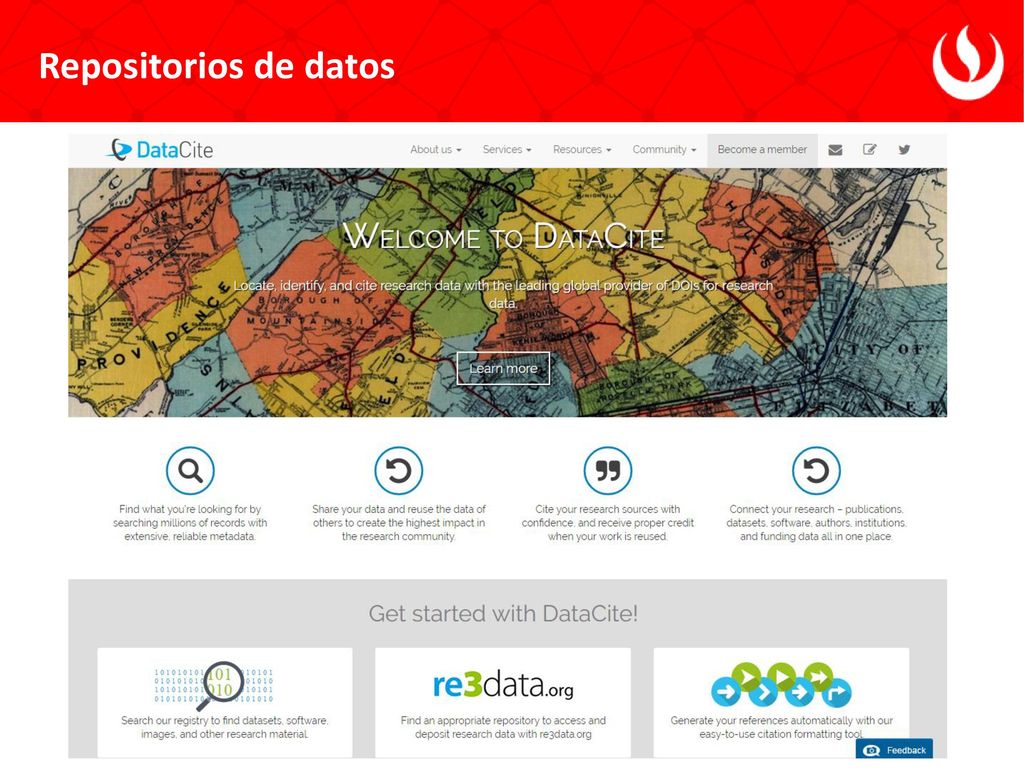 Repositorios de datos Data cite está dentro del directorio re3data.