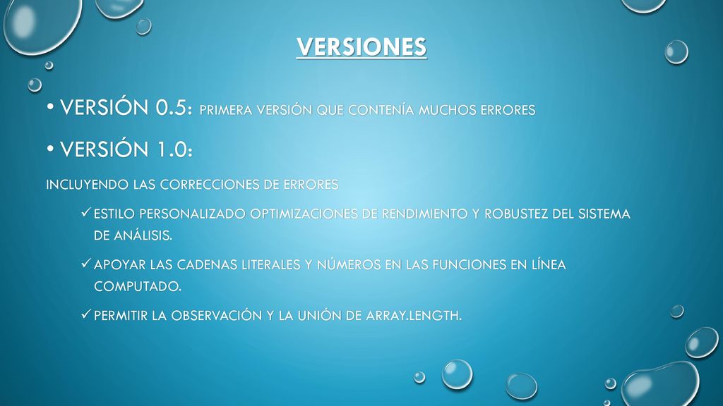 Versiones Versión 0.5: primera versión que contenía muchos errores