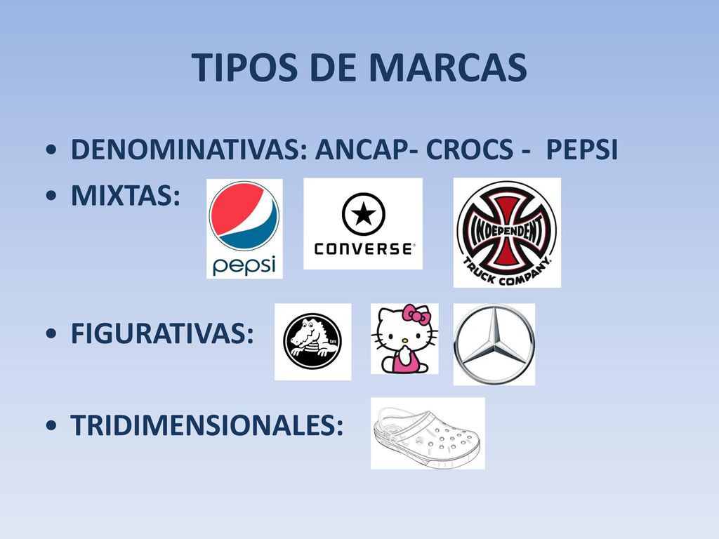 TIPOS DE MARCAS DENOMINATIVAS: ANCAP- CROCS - PEPSI MIXTAS: