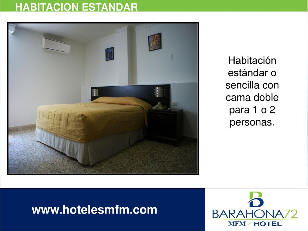 Habitación estándar o sencilla con cama doble para 1 o 2 personas.