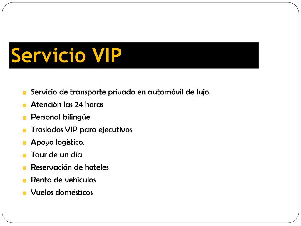 Servicio VIP Servicio de transporte privado en automóvil de lujo.