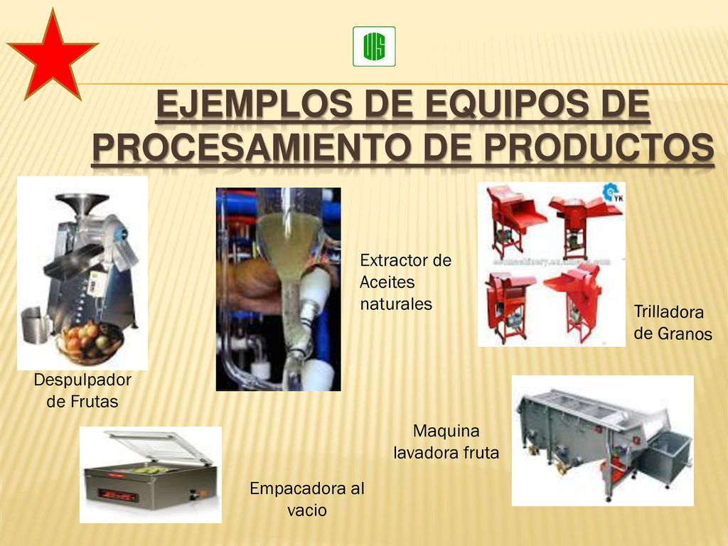 Ejemplos de equipos de procesamiento de productos