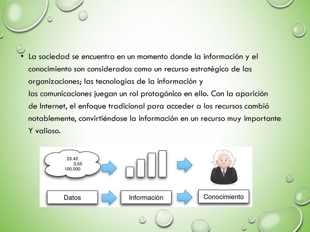La sociedad se encuentra en un momento donde la información y el conocimiento son considerados como un recurso estratégico de las organizaciones; las tecnologías de la información y las comunicaciones juegan un rol protagónico en ello.
