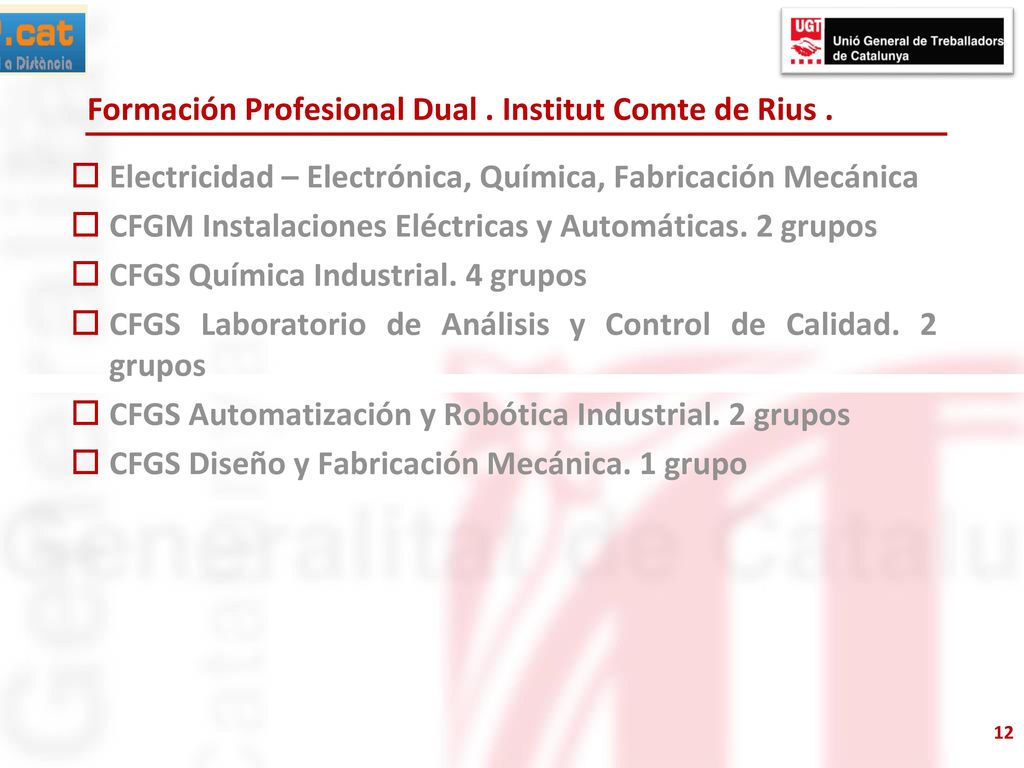 Formación Profesional Dual . Institut Comte de Rius .