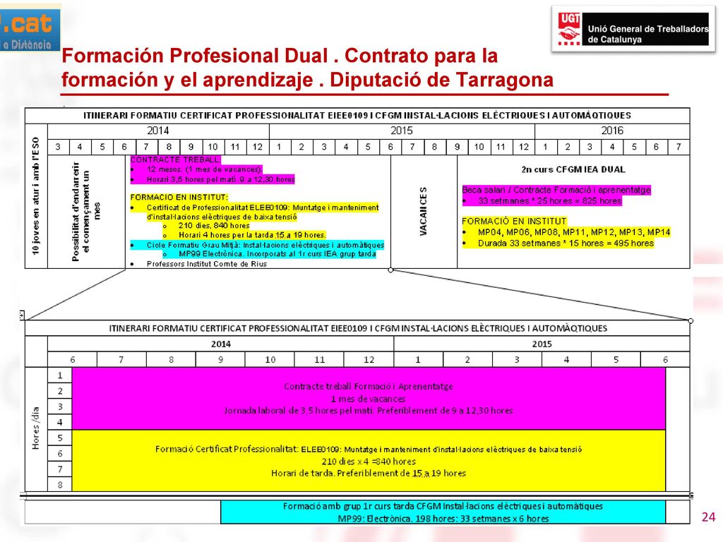 Formación Profesional Dual . Contrato para la formación y el aprendizaje . Diputació de Tarragona