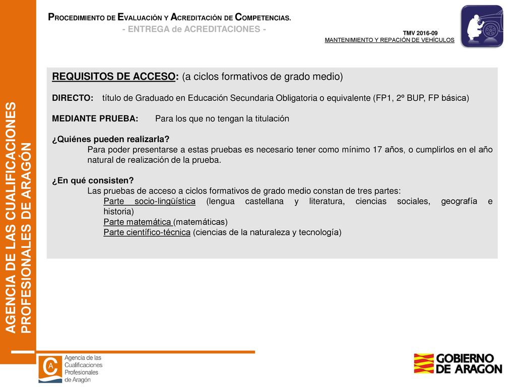 REQUISITOS DE ACCESO: (a ciclos formativos de grado medio)