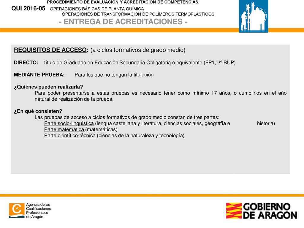 REQUISITOS DE ACCESO: (a ciclos formativos de grado medio)