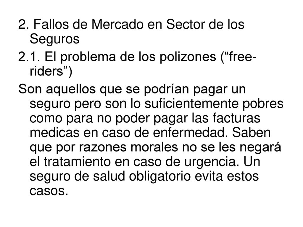 2. Fallos de Mercado en Sector de los Seguros
