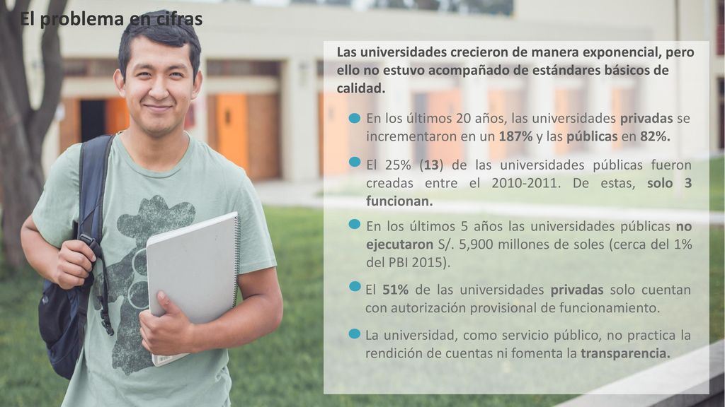 El problema en cifras Las universidades crecieron de manera exponencial, pero ello no estuvo acompañado de estándares básicos de calidad.