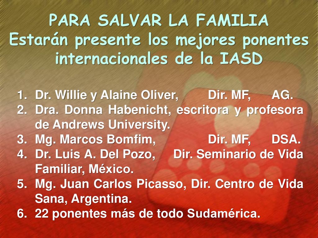 Estarán presente los mejores ponentes internacionales de la IASD