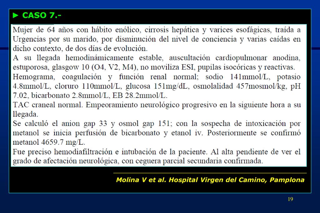 ► CASO 7.- Molina V et al. Hospital Virgen del Camino, Pamplona