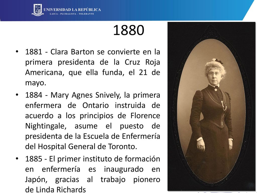 Clara Barton se convierte en la primera presidenta de la Cruz Roja Americana, que ella funda, el 21 de mayo.