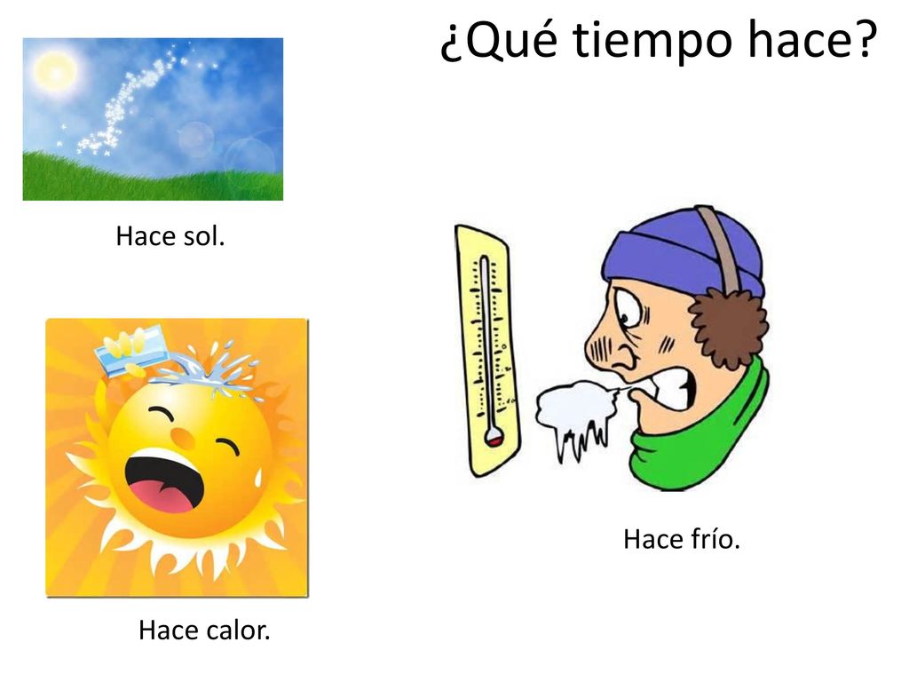 ¿Qué tiempo hace Hace sol. Hace frío. Hace calor.