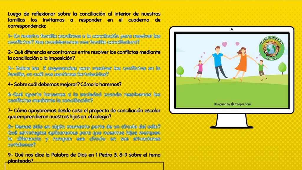 Luego de reflexionar sobre la conciliación al interior de nuestras familias los invitamos a responder en el cuaderno de correspondencia: