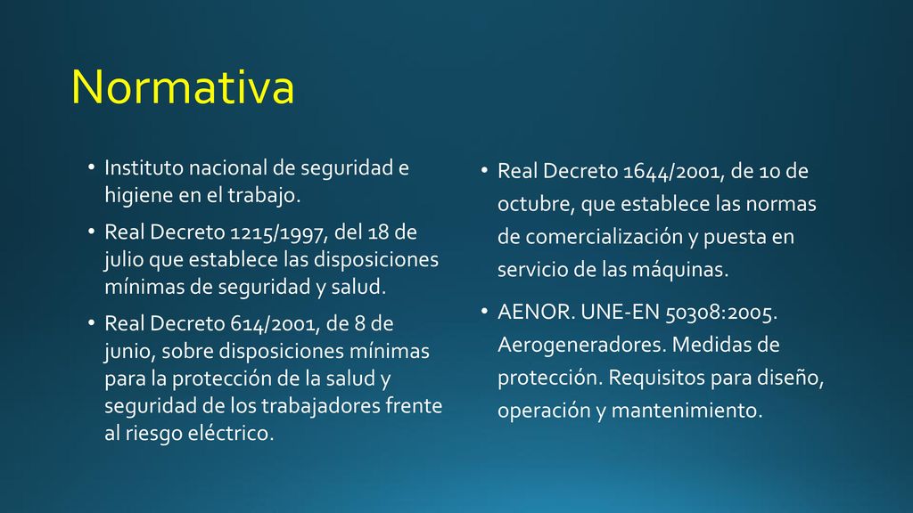 Normativa Instituto nacional de seguridad e higiene en el trabajo.