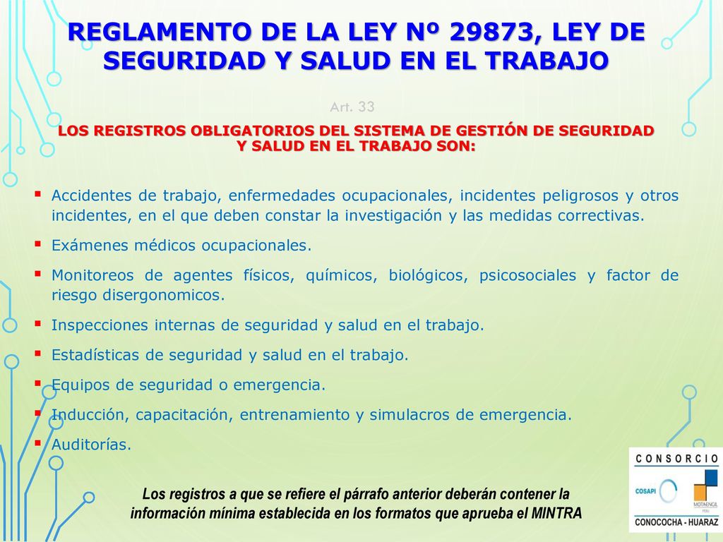 REGLAMENTO DE LA LEY Nº 29873, LEY DE SEGURIDAD Y SALUD EN EL TRABAJO