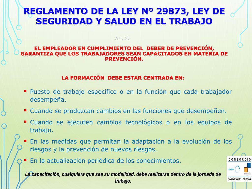 REGLAMENTO DE LA LEY Nº 29873, LEY DE SEGURIDAD Y SALUD EN EL TRABAJO