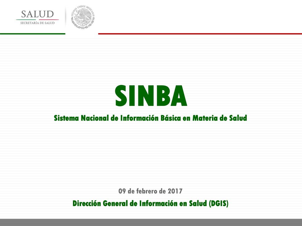 SINBA Sistema Nacional de Información Básica en Materia de Salud