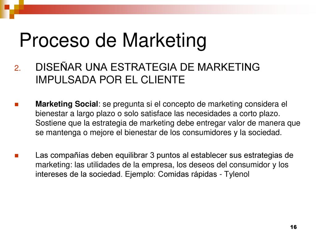 Proceso de Marketing DISEÑAR UNA ESTRATEGIA DE MARKETING IMPULSADA POR EL CLIENTE.