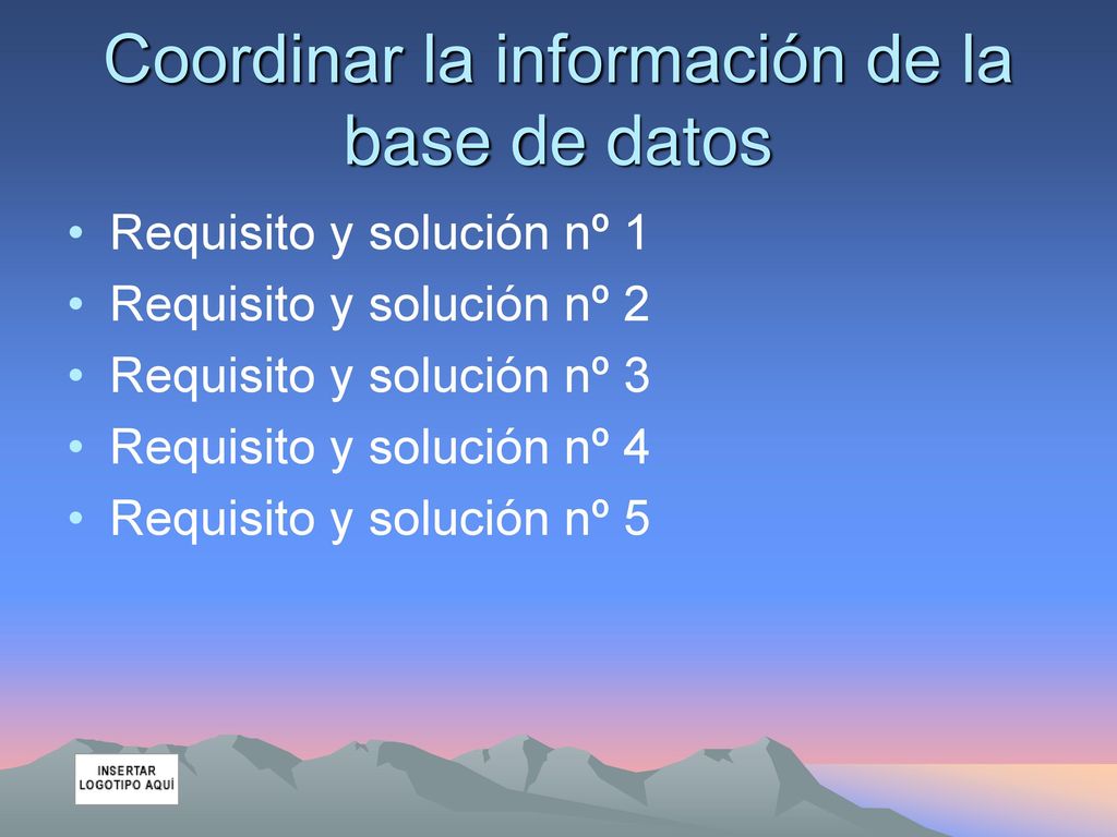 Coordinar la información de la base de datos