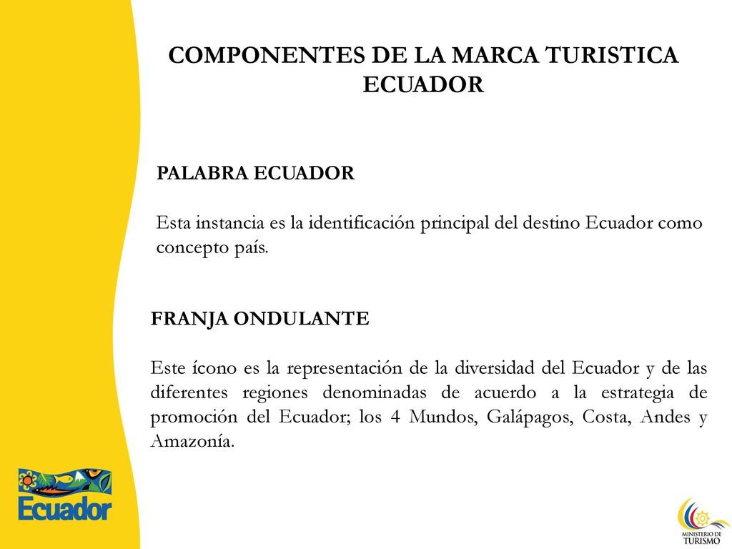 COMPONENTES DE LA MARCA TURISTICA ECUADOR
