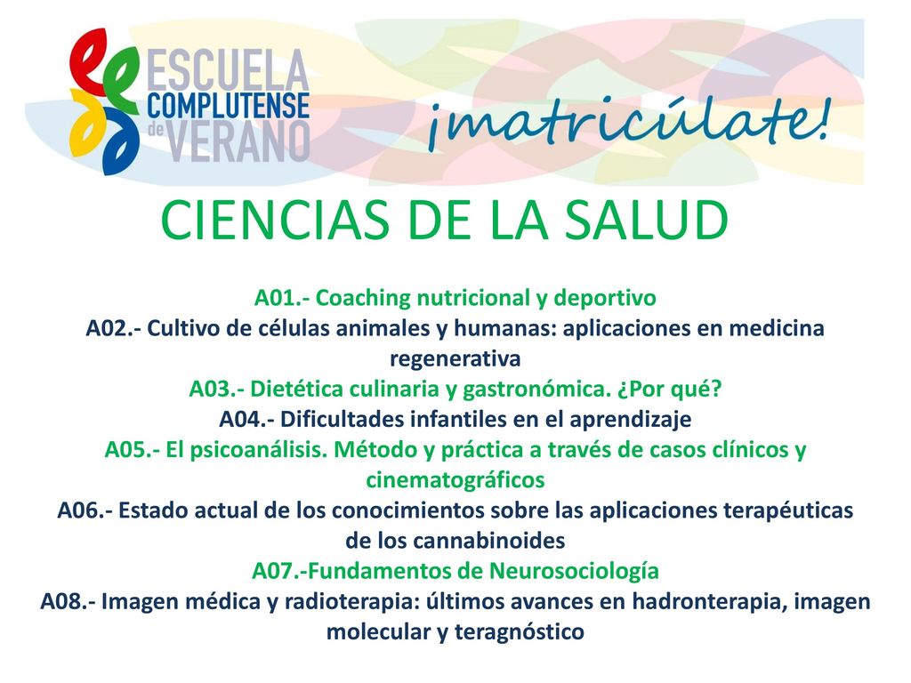 CIENCIAS DE LA SALUD A01.- Coaching nutricional y deportivo