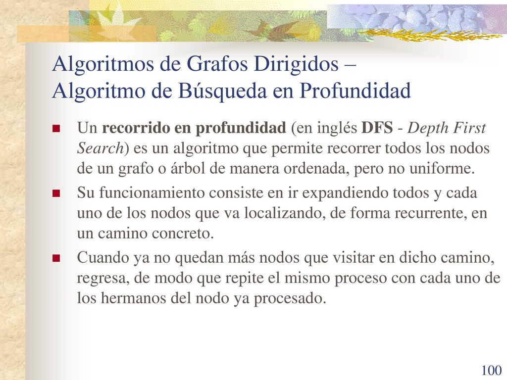 Algoritmos de Grafos Dirigidos – Algoritmo de Búsqueda en Profundidad