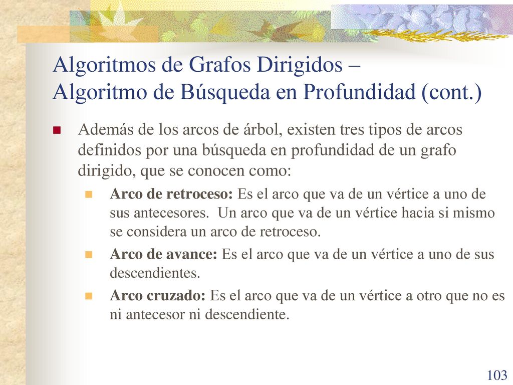 Algoritmos de Grafos Dirigidos – Algoritmo de Búsqueda en Profundidad (cont.)