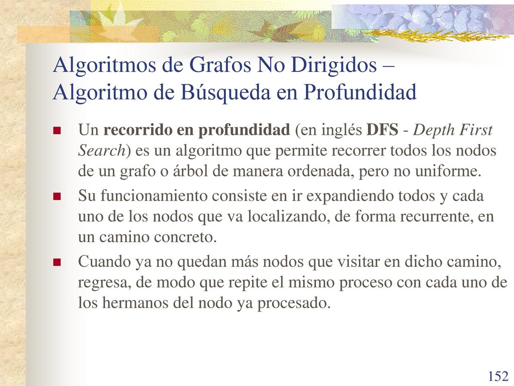Algoritmos de Grafos No Dirigidos – Algoritmo de Búsqueda en Profundidad