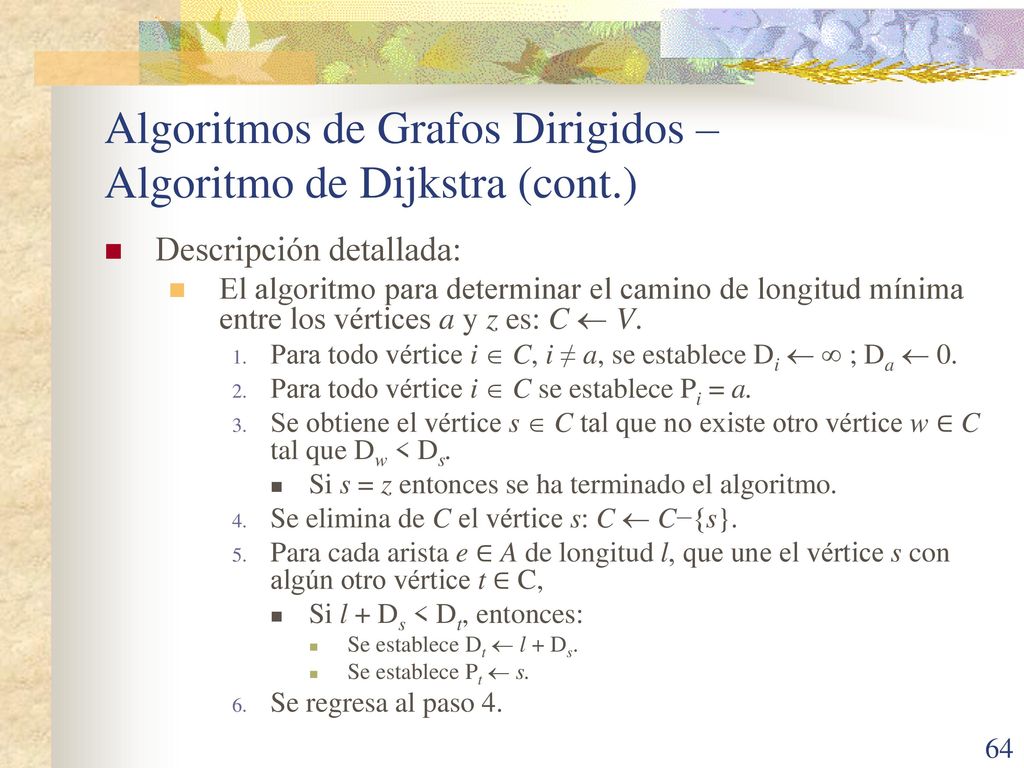 Algoritmos de Grafos Dirigidos – Algoritmo de Dijkstra (cont.)