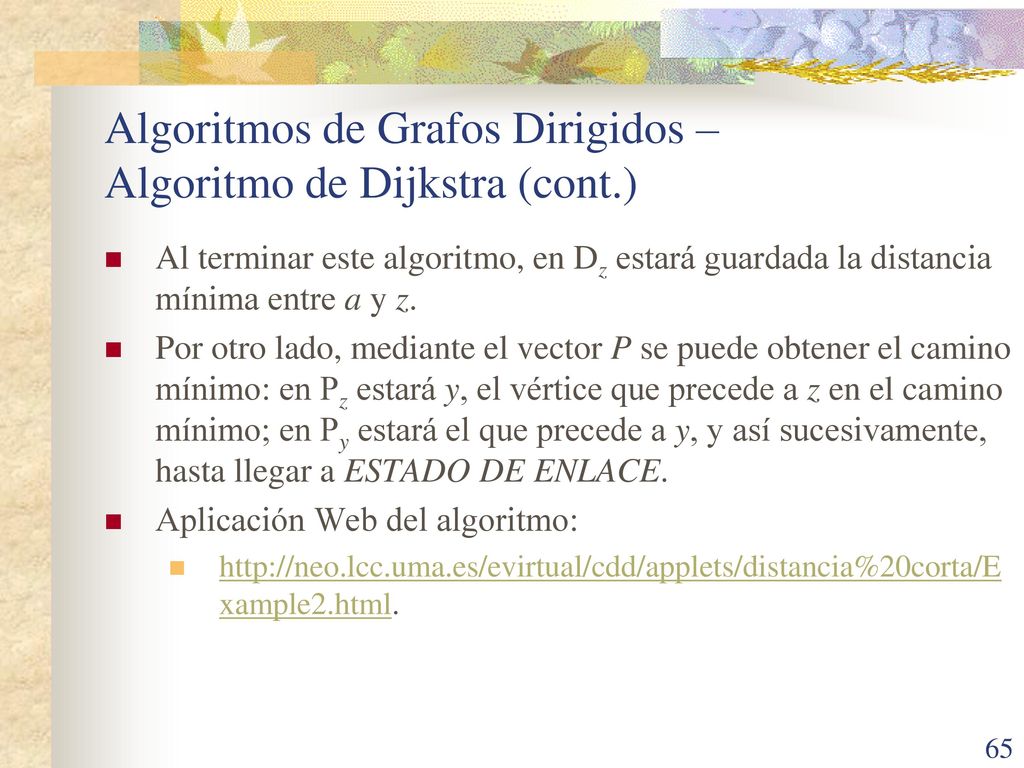Algoritmos de Grafos Dirigidos – Algoritmo de Dijkstra (cont.)