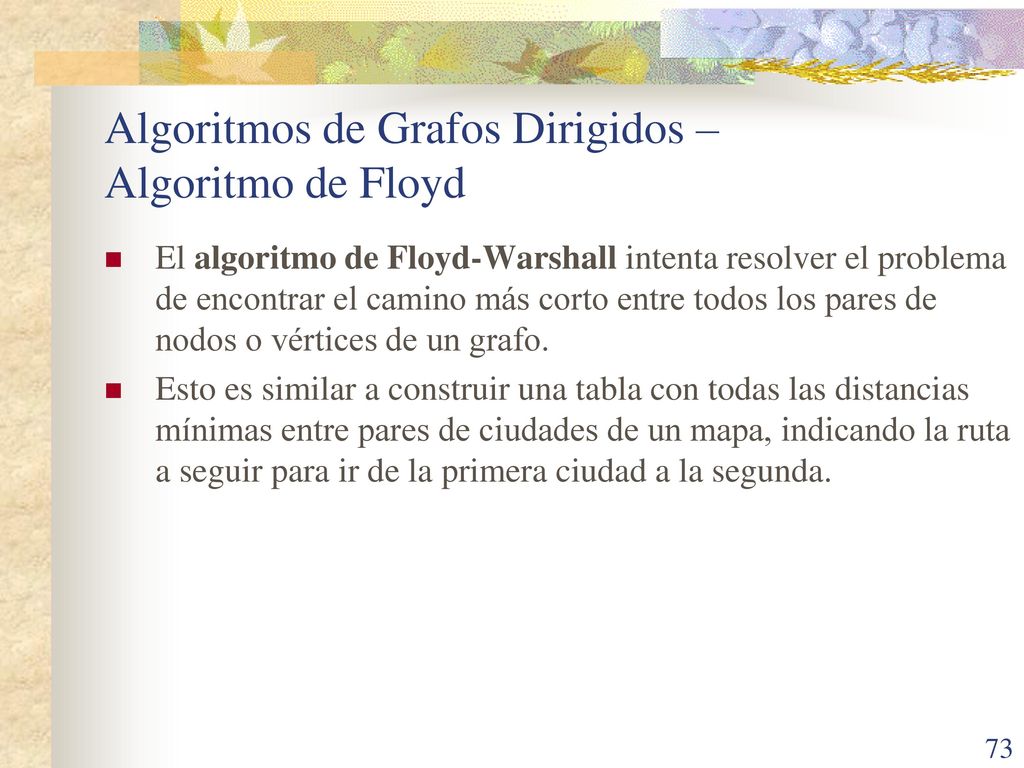 Algoritmos de Grafos Dirigidos – Algoritmo de Floyd