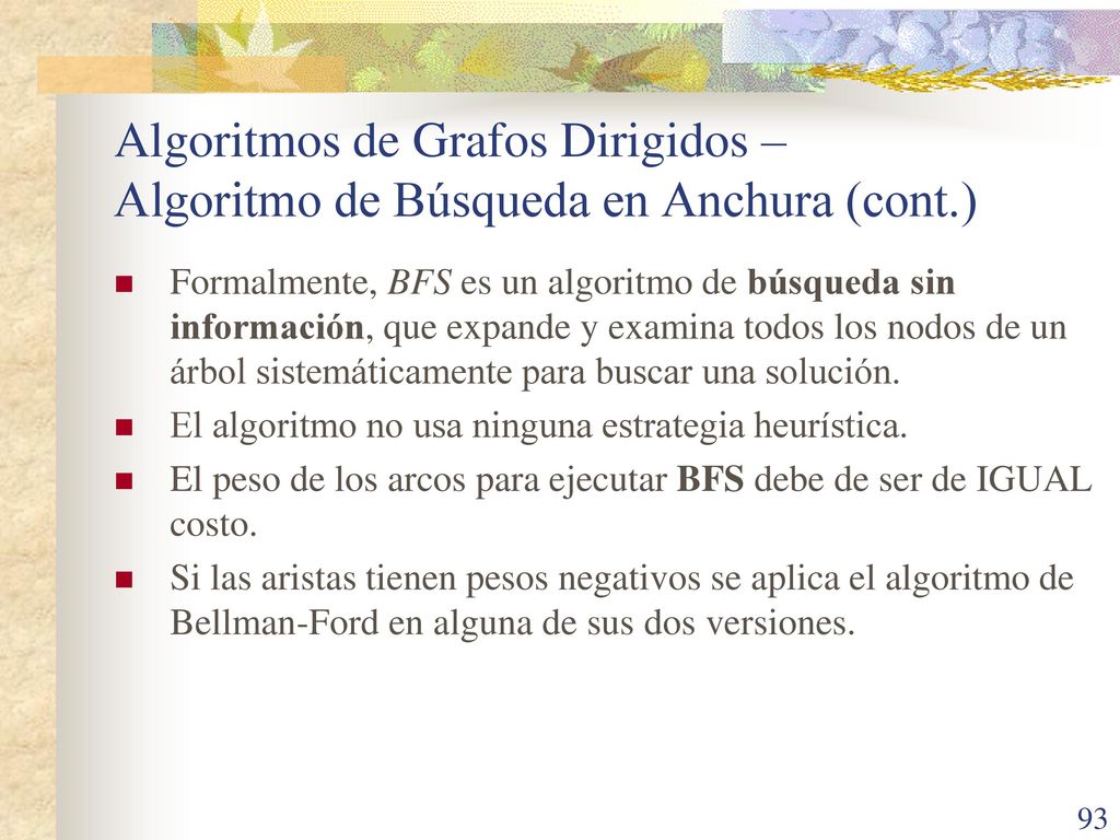 Algoritmos de Grafos Dirigidos – Algoritmo de Búsqueda en Anchura (cont.)