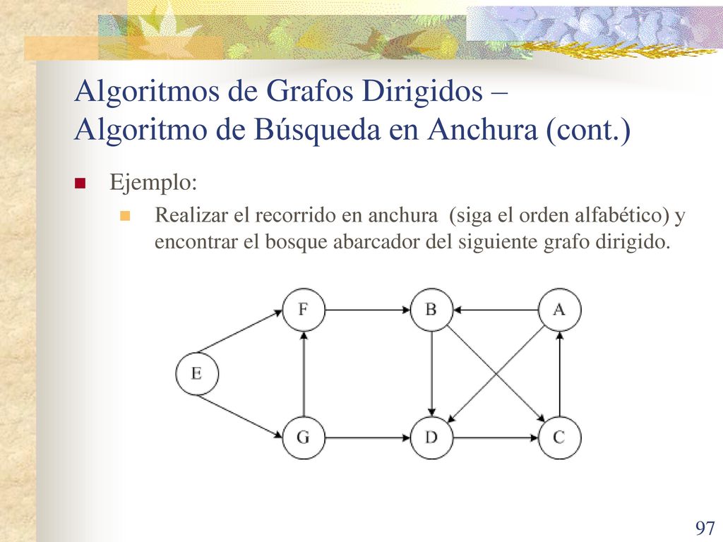 Algoritmos de Grafos Dirigidos – Algoritmo de Búsqueda en Anchura (cont.)